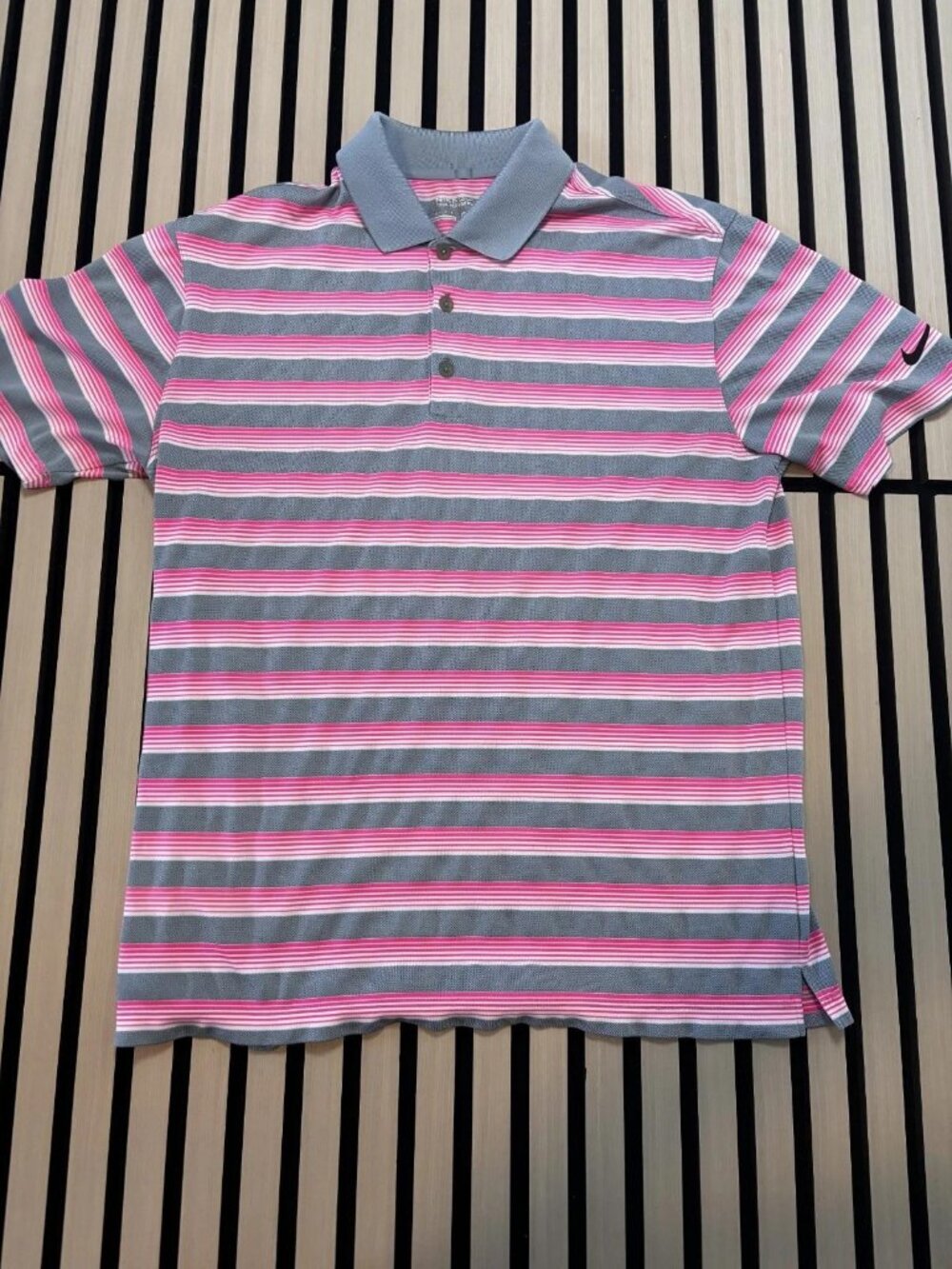Nike Golf Tour Performance Dri-Fit Pink Striped Polo Men's M